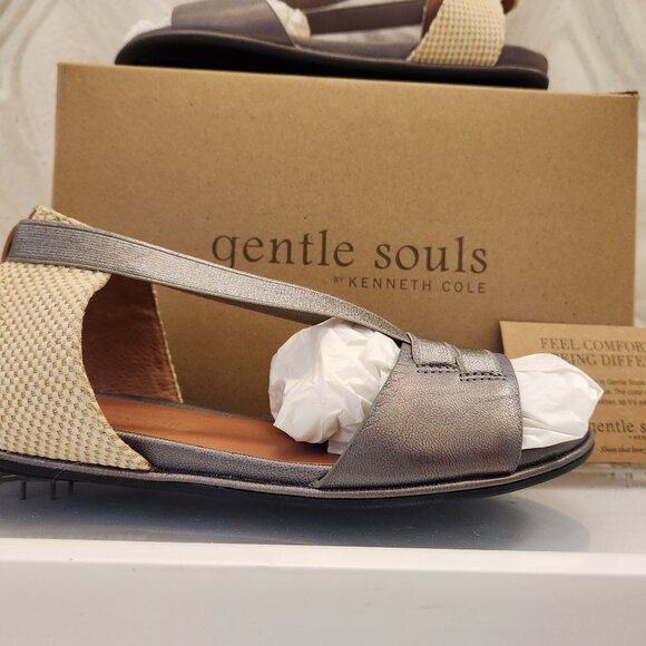 Gentle Souls "Lark Elastic" Flat Sandals in Pewter. NIB. Size 9 - Picture 1 of 12